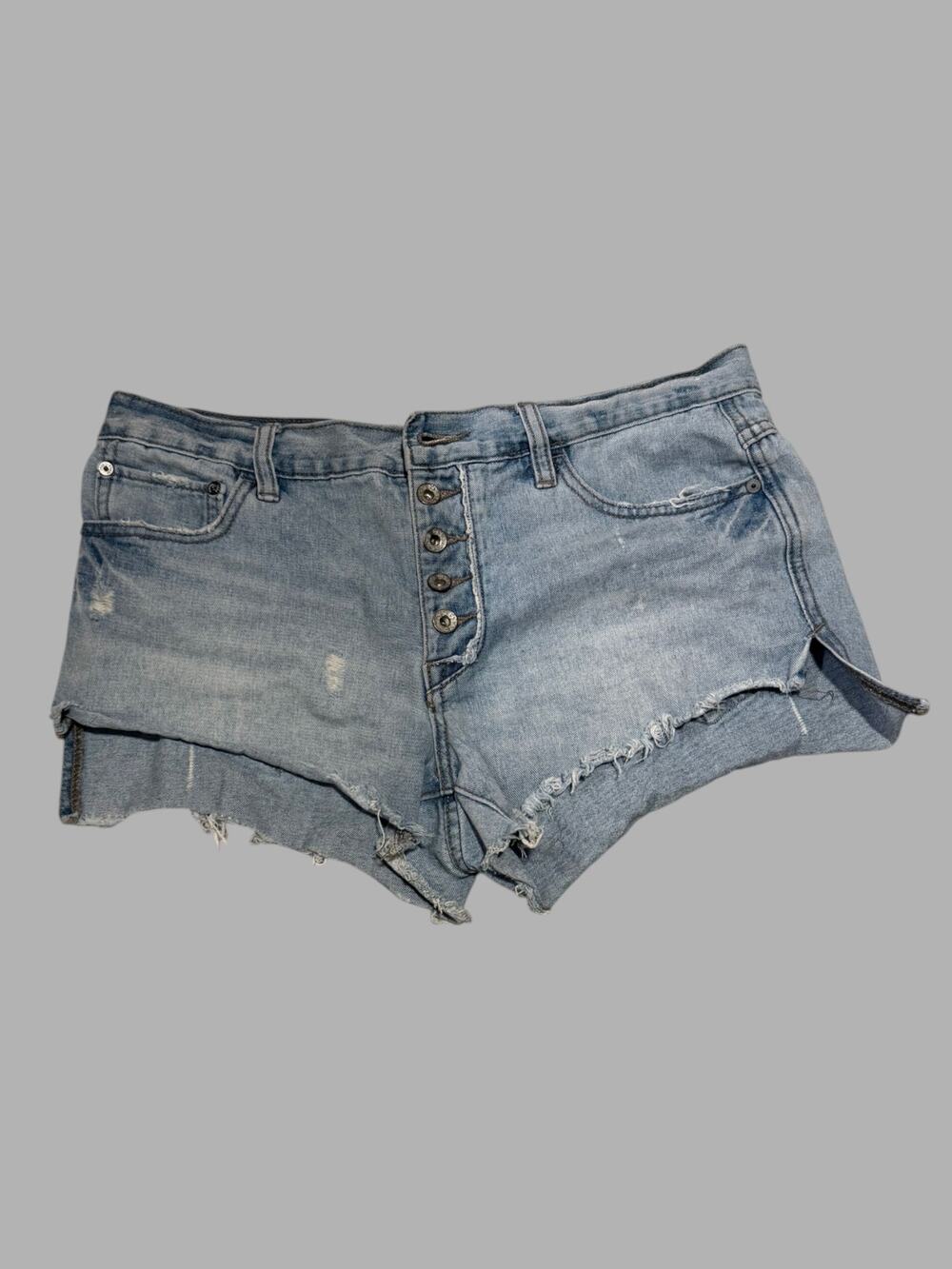 Free People Distressed Button Fly Denim Cutoff Shorts Size 28